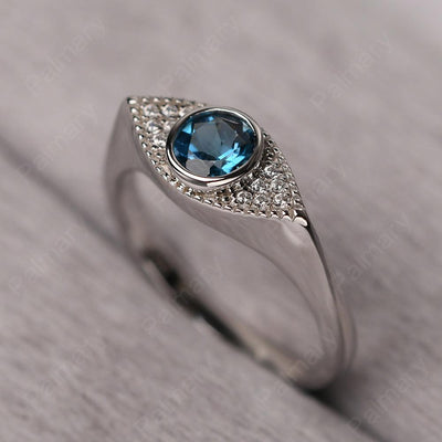 Bezel Setting London Blue Topaz Eye Ring - Palmary