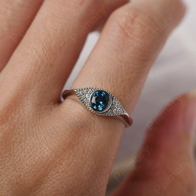 Bezel Setting London Blue Topaz Eye Ring - Palmary