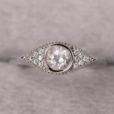 Bezel Setting Rose Quartz Eye Ring - Palmary