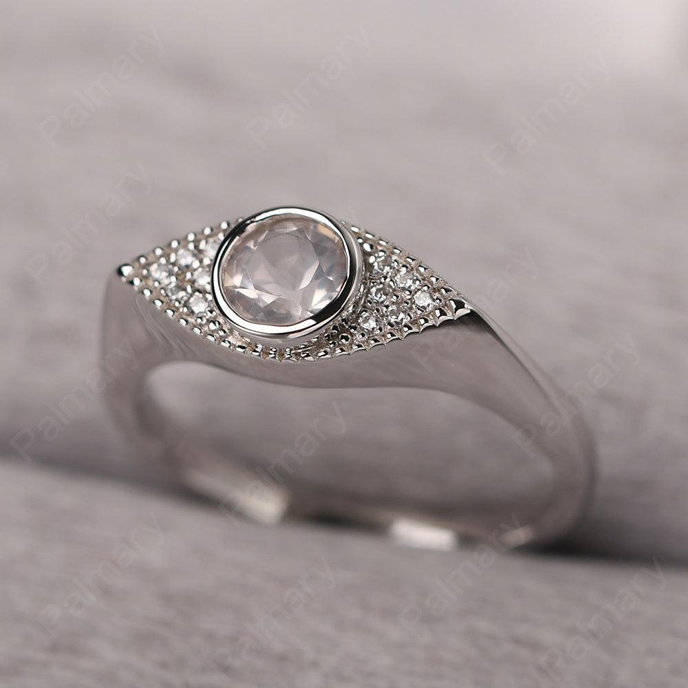Bezel Setting Rose Quartz Eye Ring - Palmary