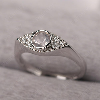 Bezel Setting Rose Quartz Eye Ring - Palmary