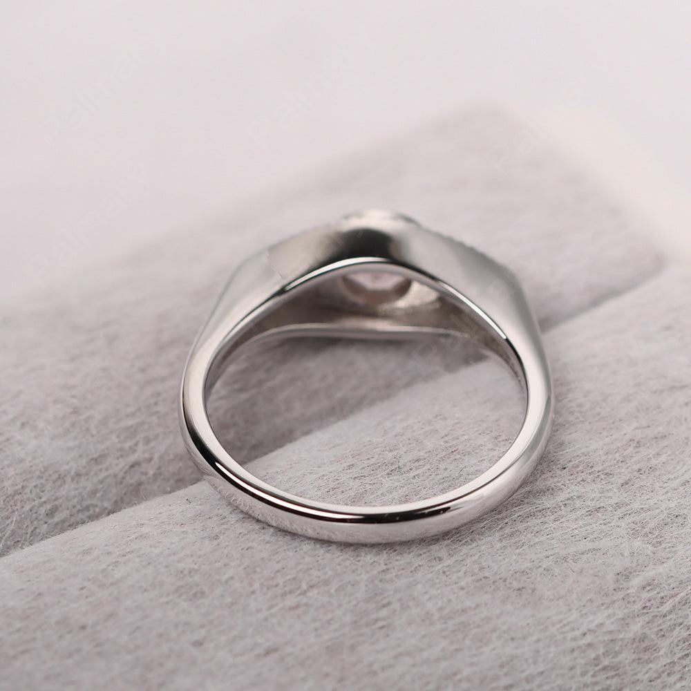 Bezel Setting Rose Quartz Eye Ring - Palmary