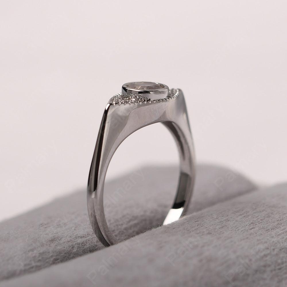 Bezel Setting Rose Quartz Eye Ring - Palmary