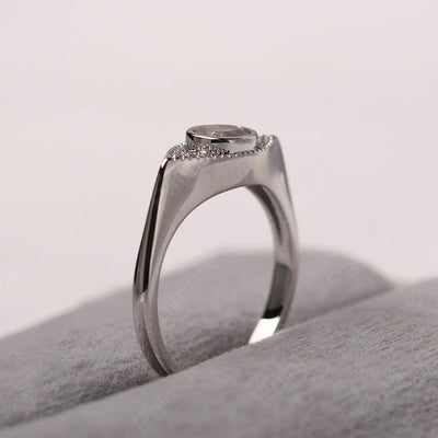 Bezel Setting Rose Quartz Eye Ring - Palmary