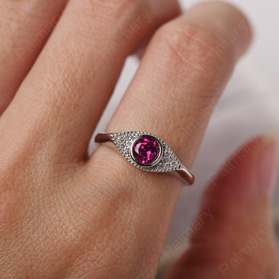 Bezel Setting Ruby Eye Ring - Palmary
