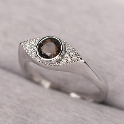 Bezel Setting Smoky Quartz  Eye Ring - Palmary