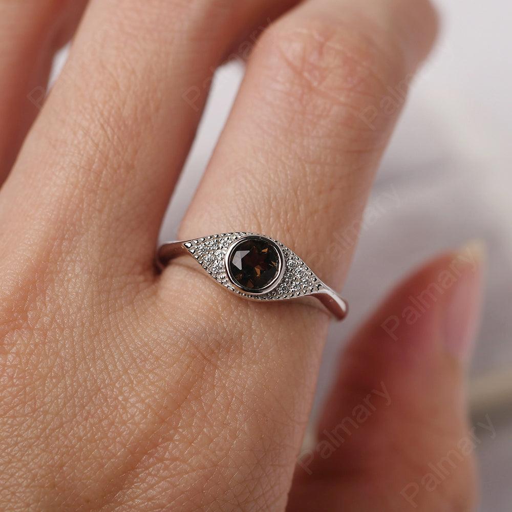 Bezel Setting Smoky Quartz  Eye Ring - Palmary