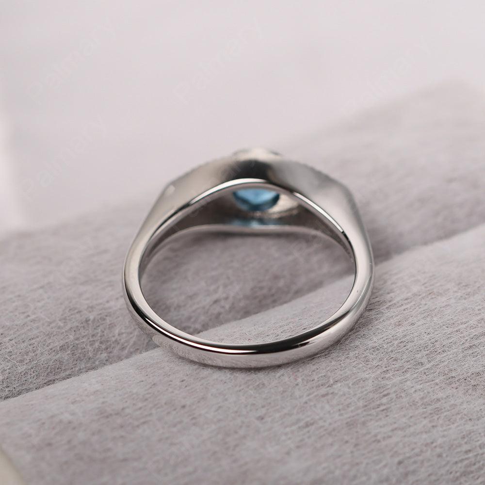 Bezel Setting Swiss Blue Topaz Eye Ring - Palmary