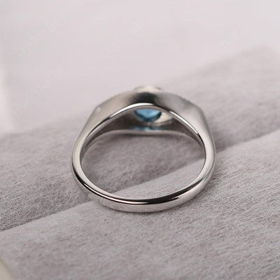 Bezel Setting Swiss Blue Topaz Eye Ring - Palmary