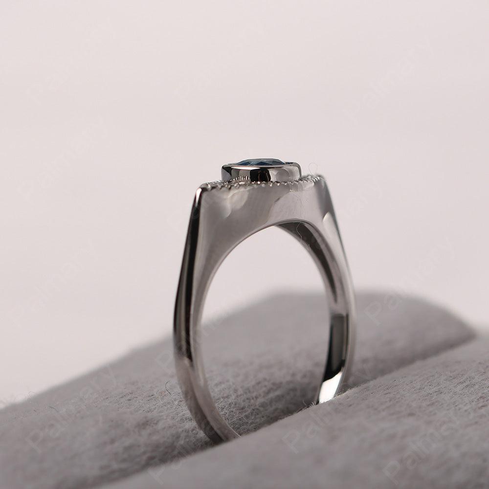 Bezel Setting Swiss Blue Topaz Eye Ring - Palmary