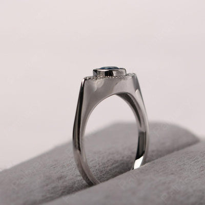 Bezel Setting Swiss Blue Topaz Eye Ring - Palmary