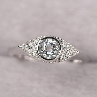 Bezel Setting White Topaz Eye Ring - Palmary