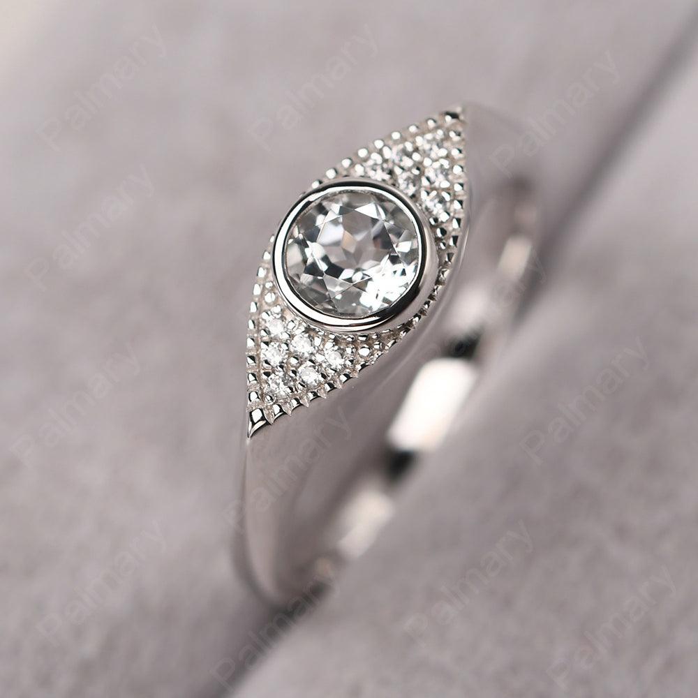Bezel Setting White Topaz Eye Ring - Palmary
