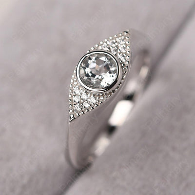 Bezel Setting White Topaz Eye Ring - Palmary