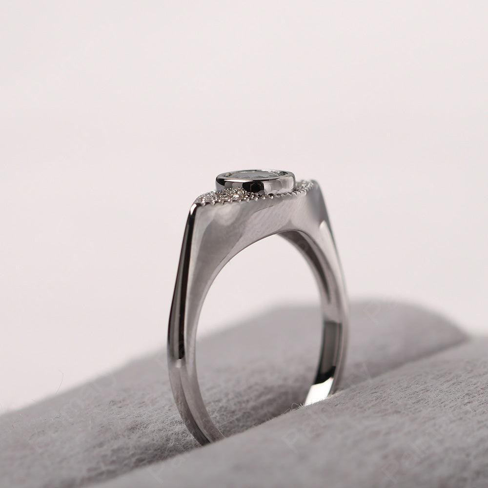 Bezel Setting White Topaz Eye Ring - Palmary
