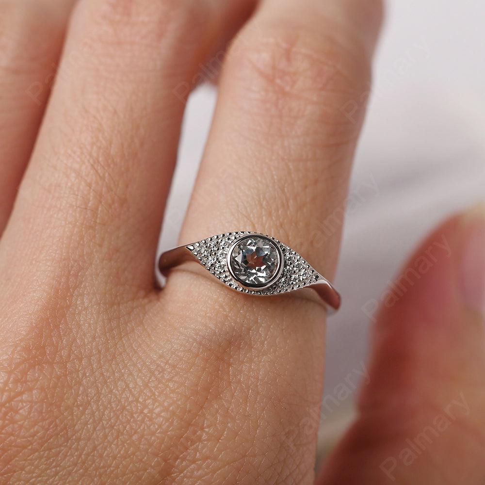 Bezel Setting White Topaz Eye Ring - Palmary