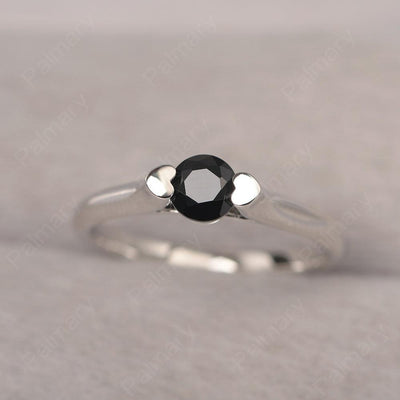 Cute Black Spinel Solitaire Ring - Palmary