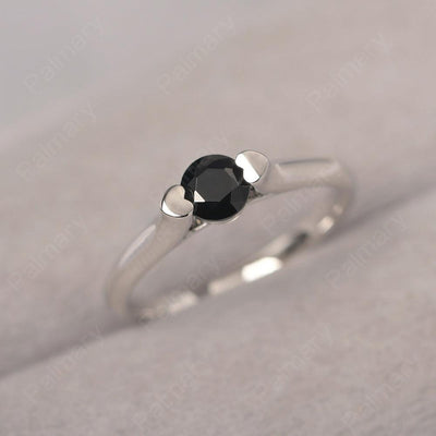 Cute Black Spinel Solitaire Ring - Palmary