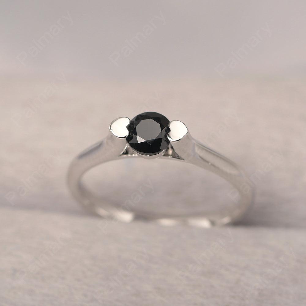 Cute Black Spinel Solitaire Ring - Palmary