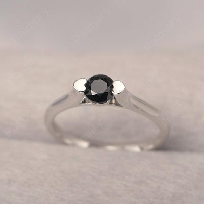 Cute Black Spinel Solitaire Ring - Palmary