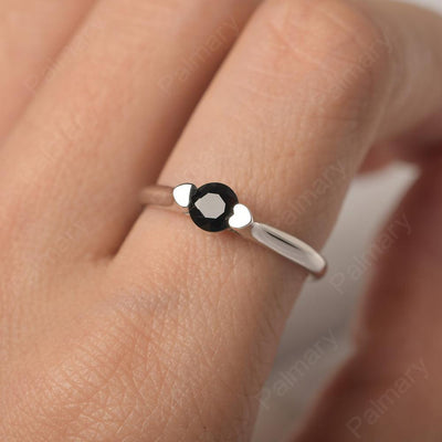 Cute Black Spinel Solitaire Ring - Palmary