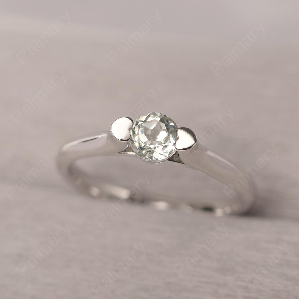 Cute Green Amethyst Solitaire Ring - Palmary