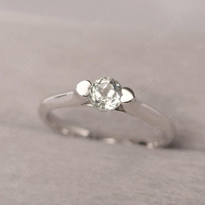 Cute Green Amethyst Solitaire Ring - Palmary