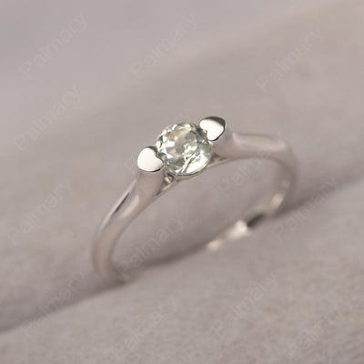 Cute Green Amethyst Solitaire Ring - Palmary