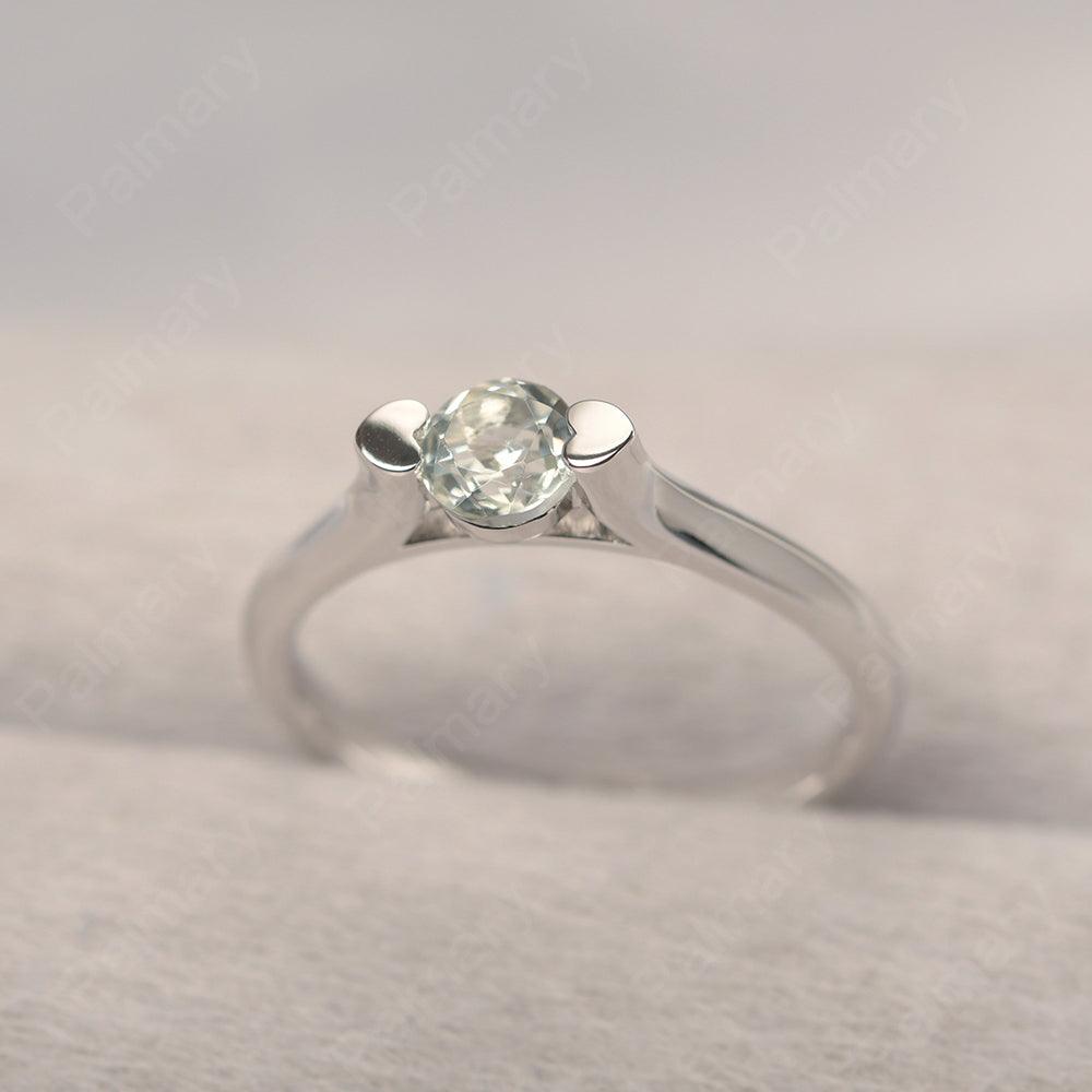 Cute Green Amethyst Solitaire Ring - Palmary