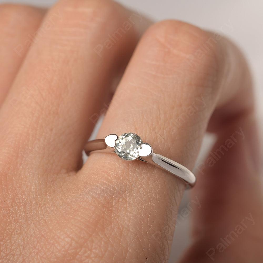 Cute Green Amethyst Solitaire Ring - Palmary