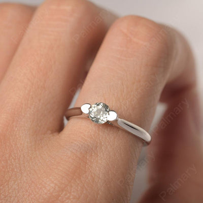 Cute Green Amethyst Solitaire Ring - Palmary