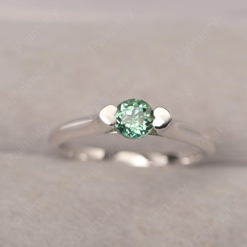 Cute Green Sapphire Solitaire Ring - Palmary