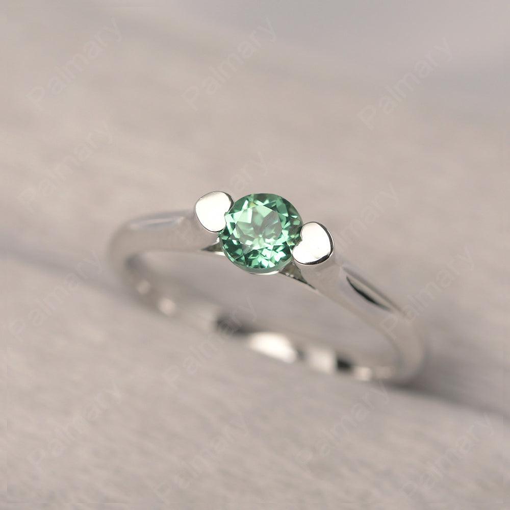 Cute Green Sapphire Solitaire Ring - Palmary