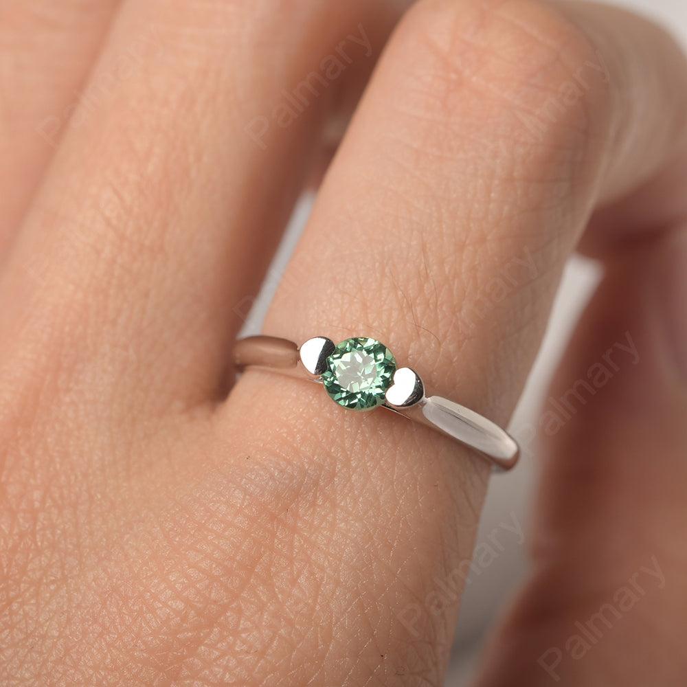 Cute Green Sapphire Solitaire Ring - Palmary