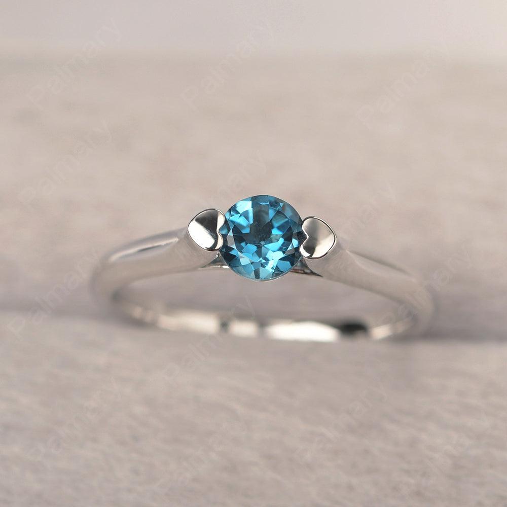 Cute London Blue Topaz Solitaire Ring - Palmary
