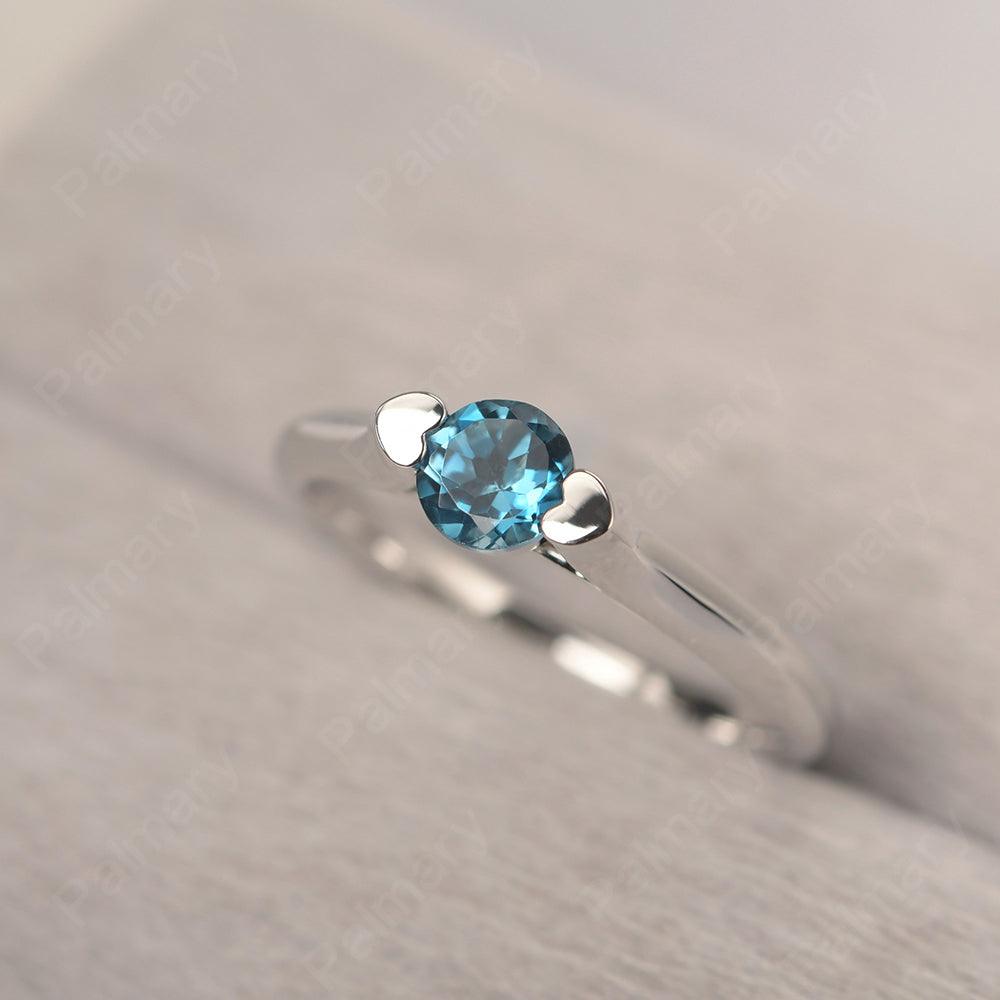 Cute London Blue Topaz Solitaire Ring - Palmary