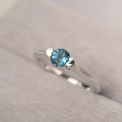 Cute London Blue Topaz Solitaire Ring - Palmary