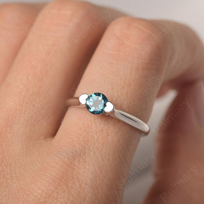 Cute London Blue Topaz Solitaire Ring - Palmary