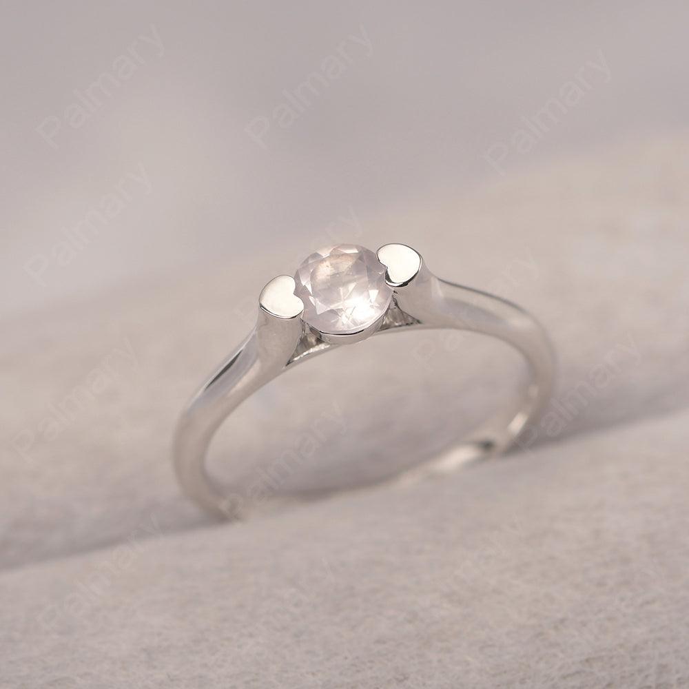 Cute Rose Quartz Solitaire Ring - Palmary