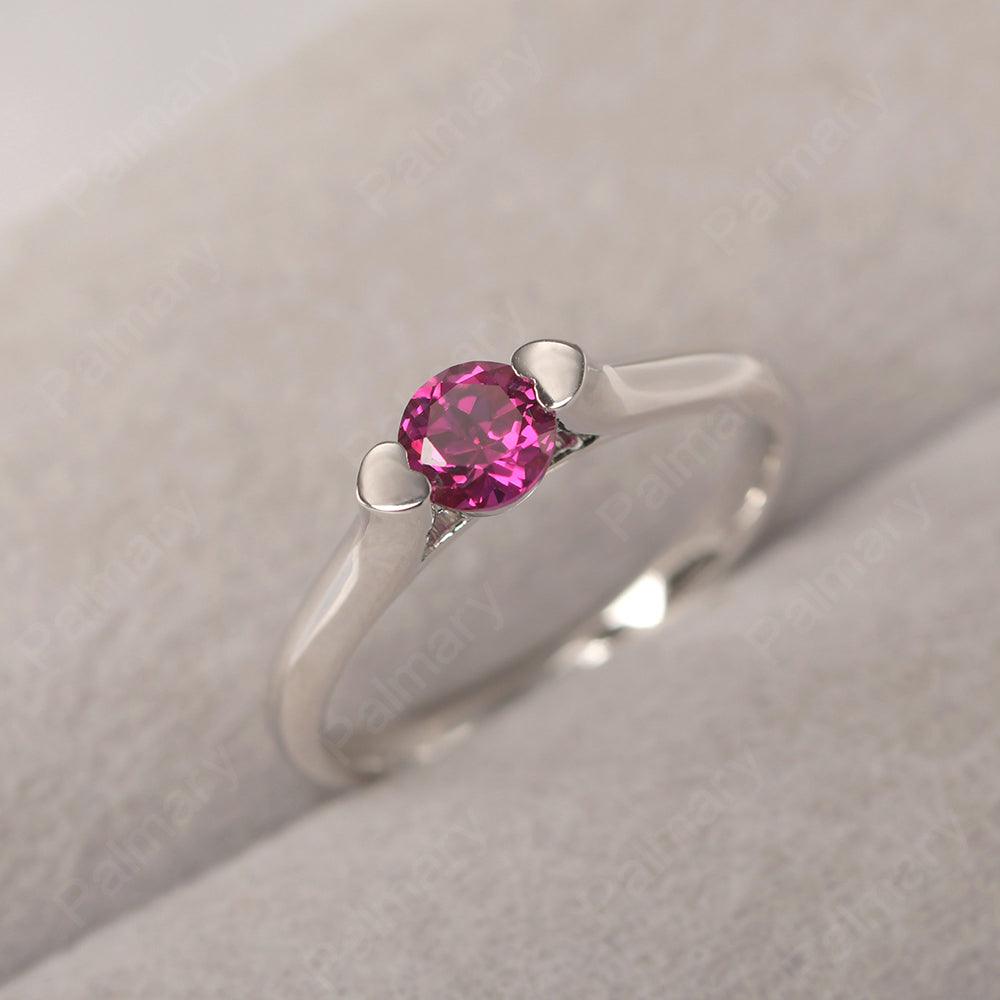 Cute Ruby Solitaire Ring - Palmary