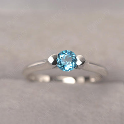 Cute Swiss Blue Topaz Solitaire Ring - Palmary