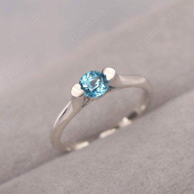 Cute Swiss Blue Topaz Solitaire Ring - Palmary