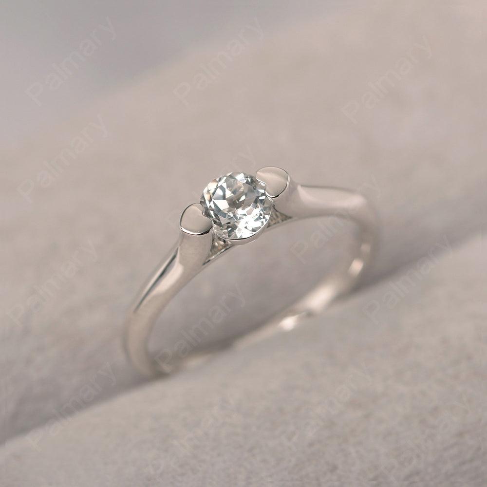 Cute White Topaz Solitaire Ring - Palmary