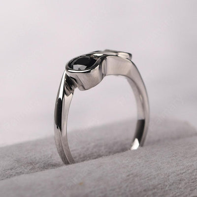 Two Stone Black Spinel And White Topaz Mothers Ring - Palmary