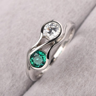 Two Stone Citrine And Emerald Mothers Ring - Palmary