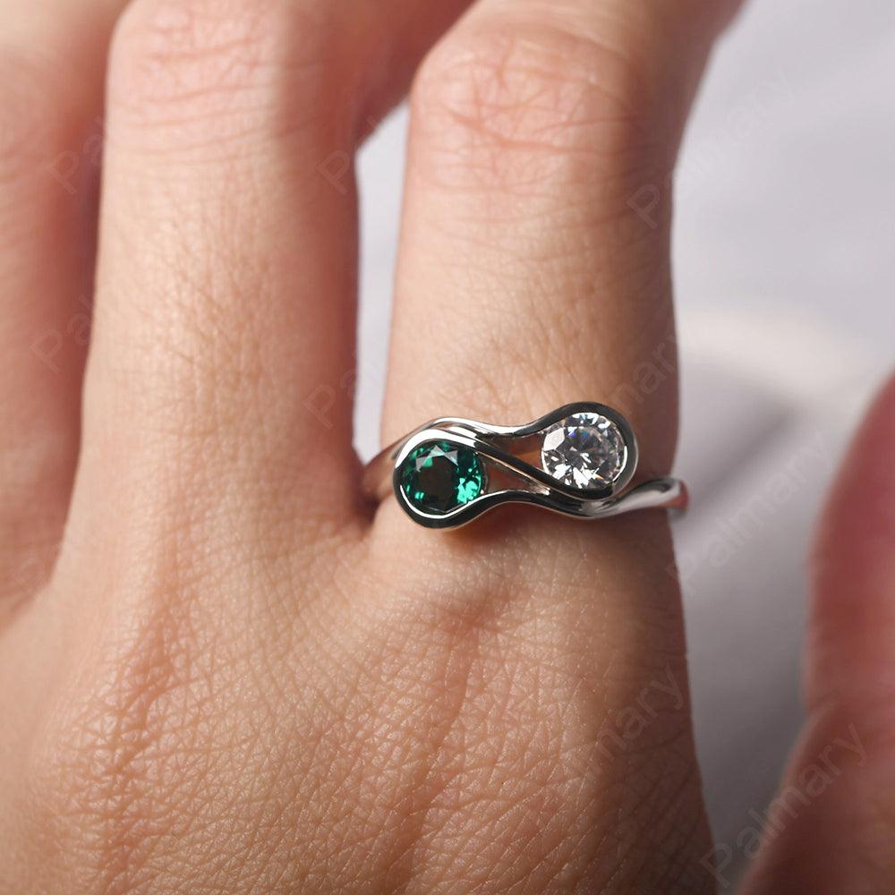 Two Stone Citrine And Emerald Mothers Ring - Palmary