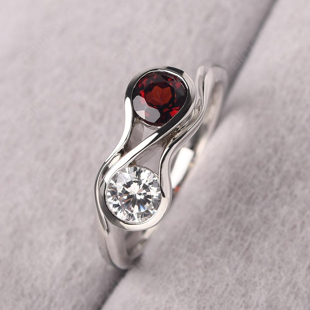 Two Stone Cubic Zirconia And Garnet Mothers Ring - Palmary