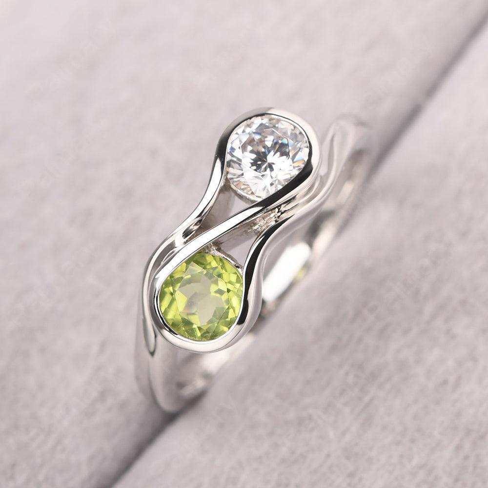 Two Stone Cubic Zirconia And Peridot Mothers Ring - Palmary