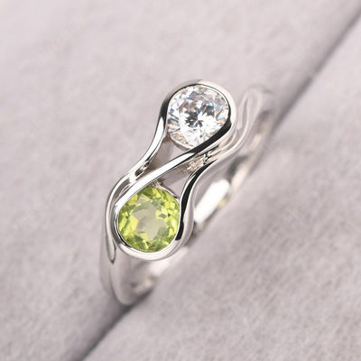 Two Stone Cubic Zirconia And Peridot Mothers Ring - Palmary