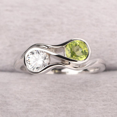 Two Stone Cubic Zirconia And Peridot Mothers Ring - Palmary